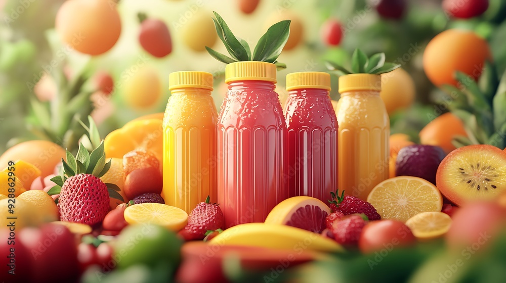 Fresh Fruit Juice Bottles. Fresh Fruit Juice Bottles.