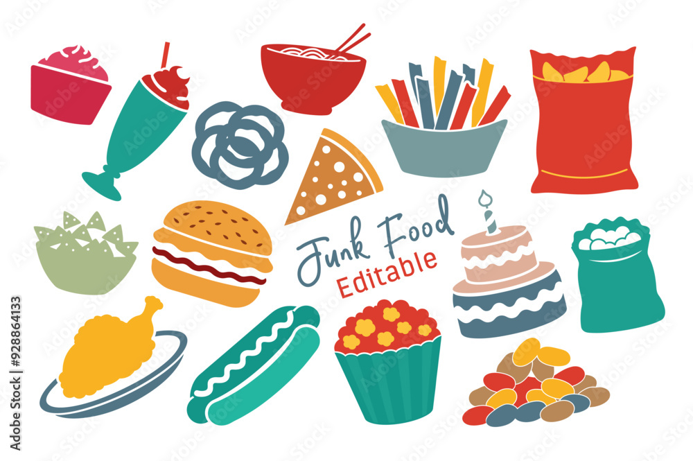 Junk Food Clipart Illustration Set Junk Food Clipart Illustration Set