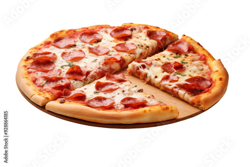 Pizza on transparent background. Pizza related themes. Fast food. Pizza sale. Images for graphic designers. Isolated Pizza. PNG cutout. Pizza fast food. For flyers. photo