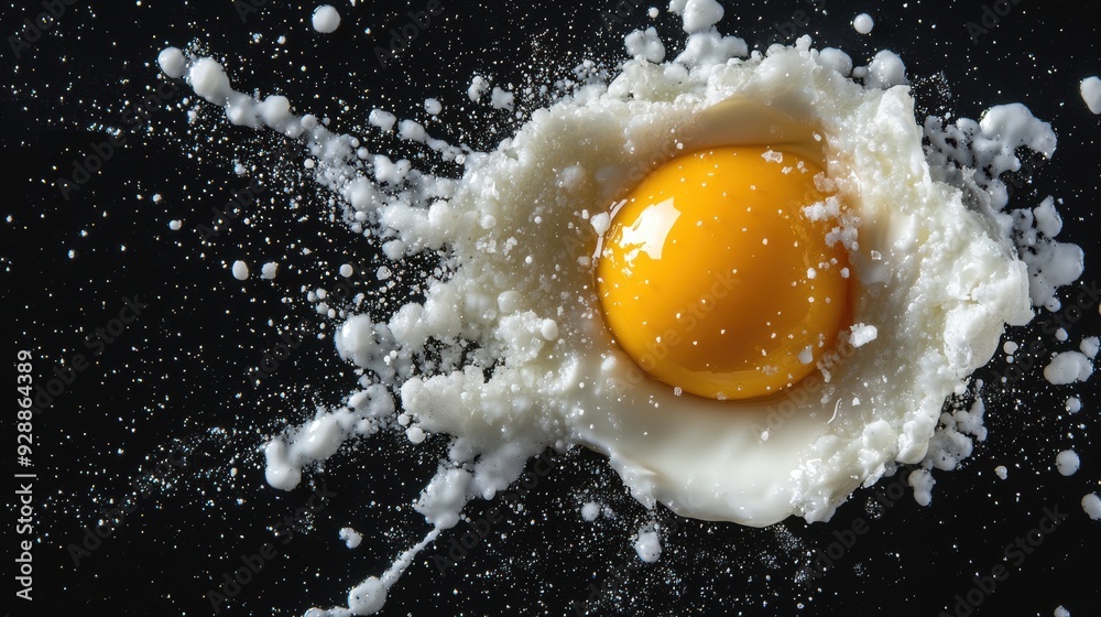 Egg Yolk Splash in Milk with Dramatic Burst Egg Yolk Splash in Milk with Dramatic Burst