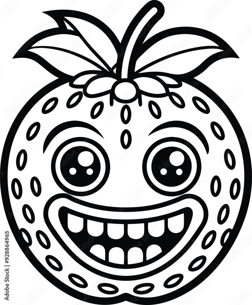funny fruit cartoon character illustration black and white funny fruit cartoon character illustration black and white