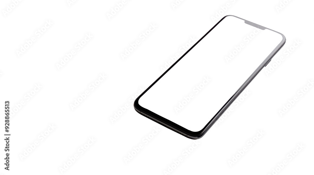 Vertical Modern Smartphone with Blank Screen - Close-Up Against transparent Background