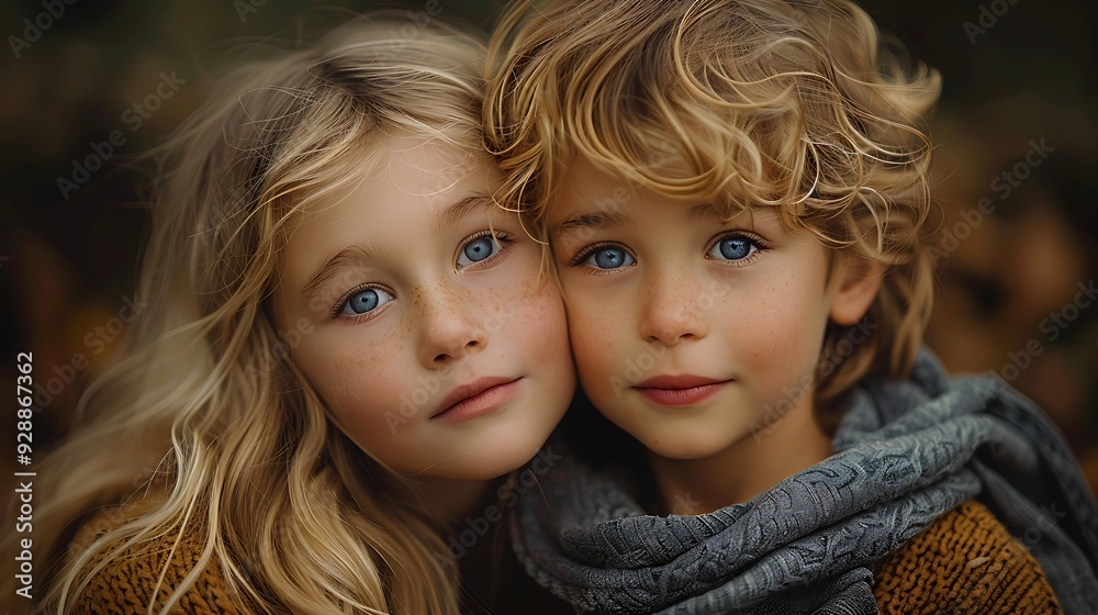 A close-up shot of two siblings sitting side by side, one gently holding the other’s hand, their eyes filled with trust and love, the background softly blurred, capturing the intimacy of their bond. A close-up shot of two siblings sitting side by side, one gently holding the other’s hand, their eyes filled with trust and love, the background softly blurred, capturing the intimacy of their bond.