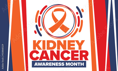 Kidney Cancer Awareness Month. Celebrate annual in March. Control and protection. Prevention campaign. Medical healthcare concept. Poster with ribbon. Banner and background. Vector illustration