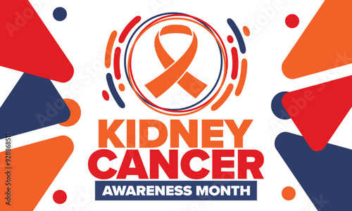 Kidney Cancer Awareness Month. Celebrate annual in March. Control and protection. Prevention campaign. Medical healthcare concept. Poster with ribbon. Banner and background. Vector illustration