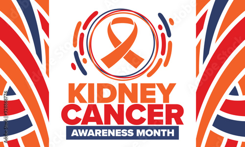 Kidney Cancer Awareness Month. Celebrate annual in March. Control and protection. Prevention campaign. Medical healthcare concept. Poster with ribbon. Banner and background. Vector illustration