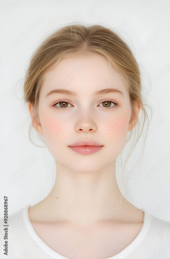Close-Up Portrait of a Serene Young Woman with Smooth and Radiant Skin Close-Up Portrait of a Serene Young Woman with Smooth and Radiant Skin