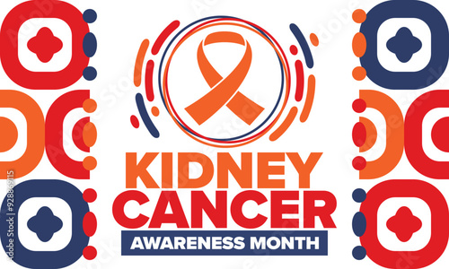 Kidney Cancer Awareness Month. Celebrate annual in March. Control and protection. Prevention campaign. Medical healthcare concept. Poster with ribbon. Banner and background. Vector illustration