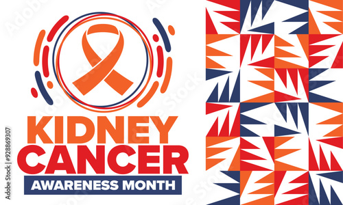 Kidney Cancer Awareness Month. Celebrate annual in March. Control and protection. Prevention campaign. Medical healthcare concept. Poster with ribbon. Banner and background. Vector illustration