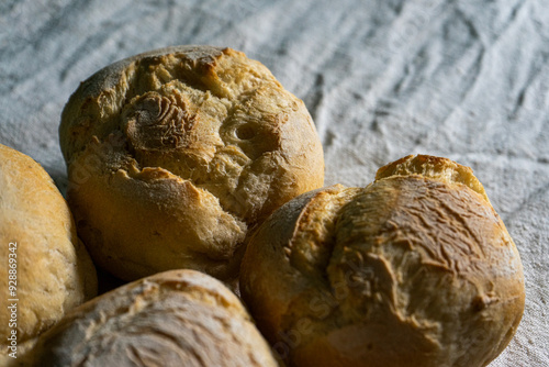 A close-up shot of traditional Alentejan bread rolls, known as 