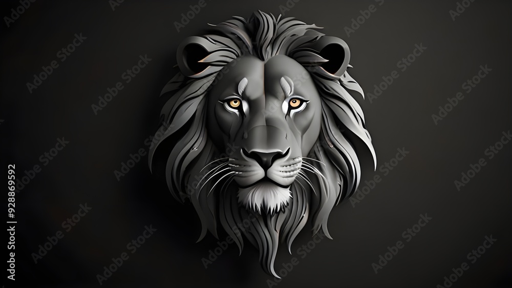 Fototapeta premium Lion logo with black and white
