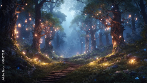 Magical Forest with Glowing Lights (3)