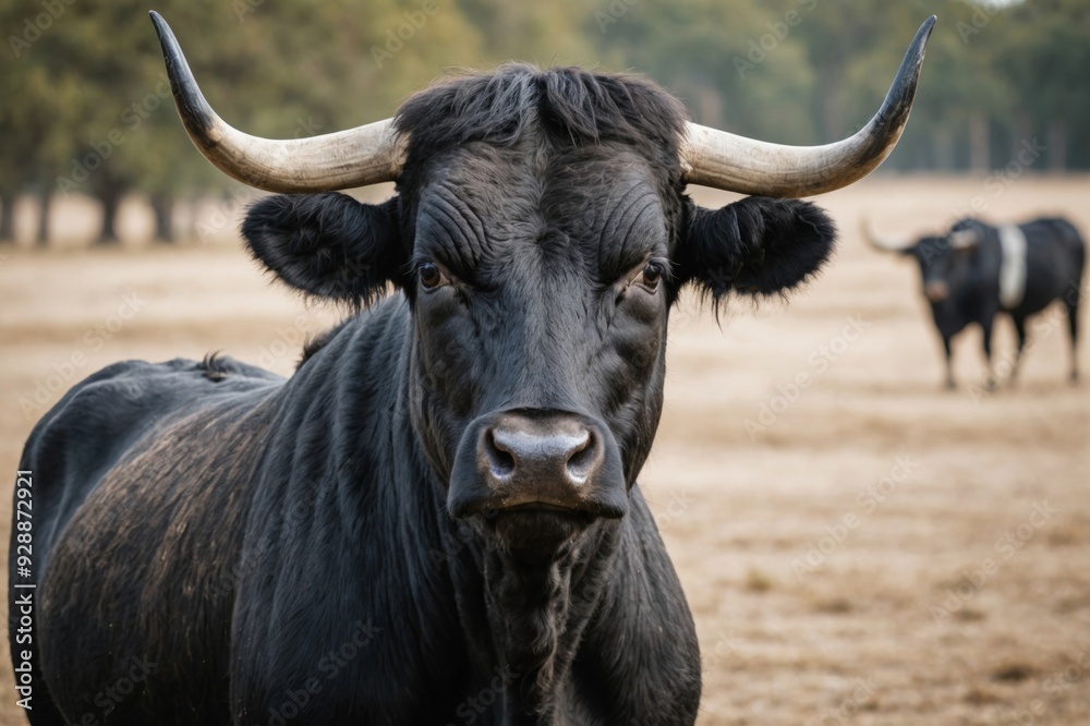 black camargue bull face portrait isolated on white background black camargue bull face portrait isolated on white background