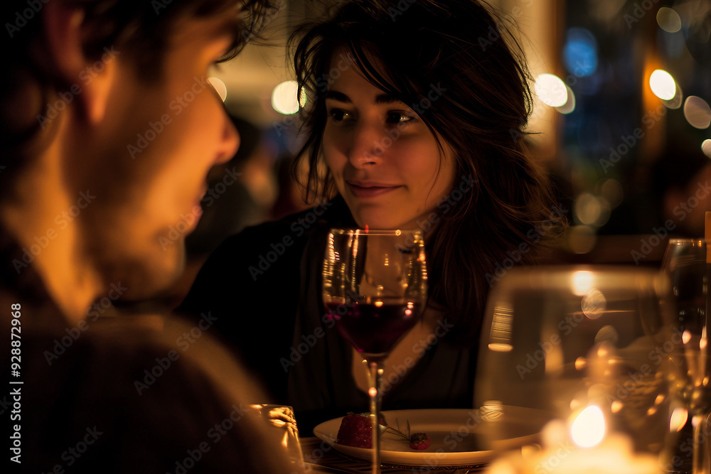 Luxury candlelight dinner setup for couple on Valentine day Romantic date anniversary, Generative AI