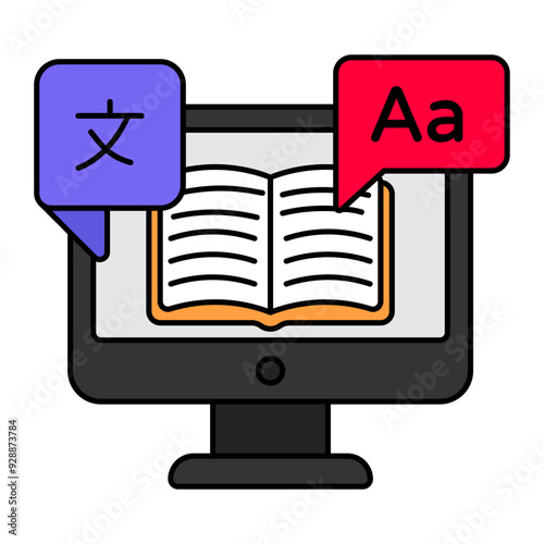 interpretation test vector icon design, International Day of Language symbol, Translation Services sign, Plurilingualism and Multilingualism illustration, Software Translating the Online books concept