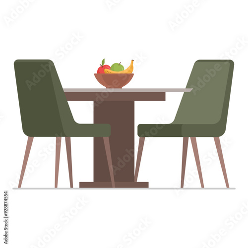 Set of chairs and table in the dining room