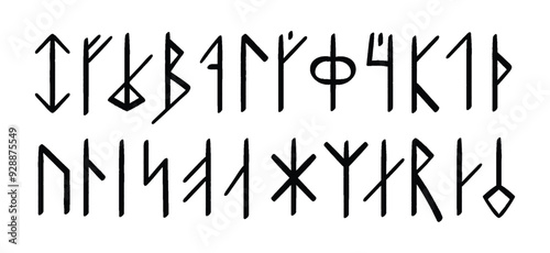 Icelandic futhark with Norse runes. Magic ancient symbols.