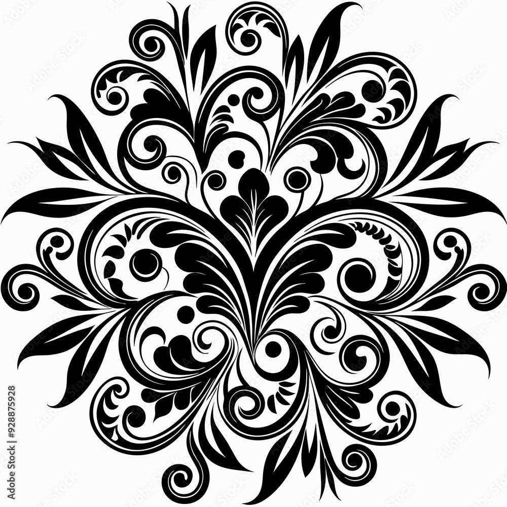 graphic with a black elegant plant ornament graphic with a black elegant plant ornament
