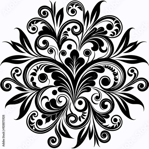 graphic with a black elegant plant ornament