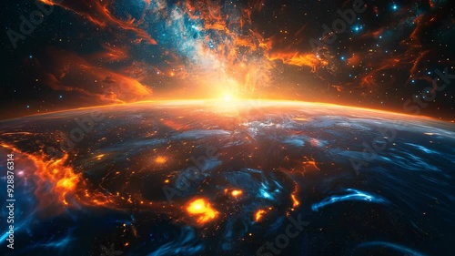 Planet earth slowly rotating in outer space