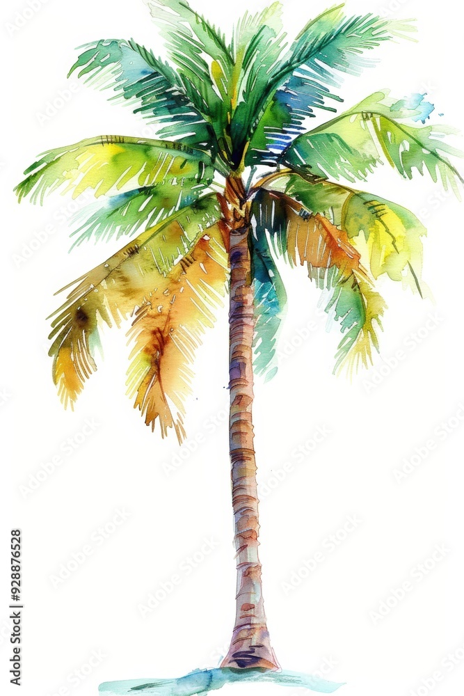 Fototapeta premium Watercolor palm tree