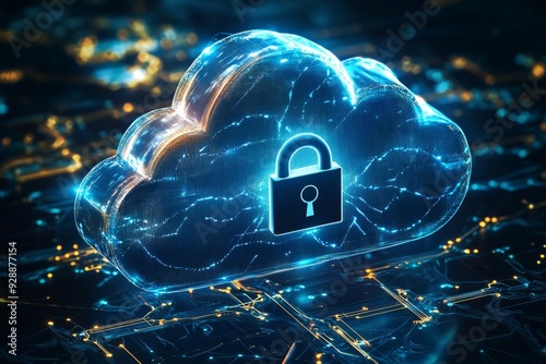 Wallpaper Mural Illustration of Cloud Security Services Technology created with Generative AI Torontodigital.ca