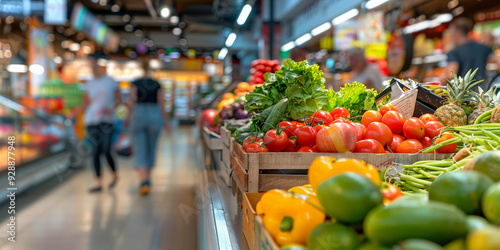 Blurred Grocery Store Aisles 