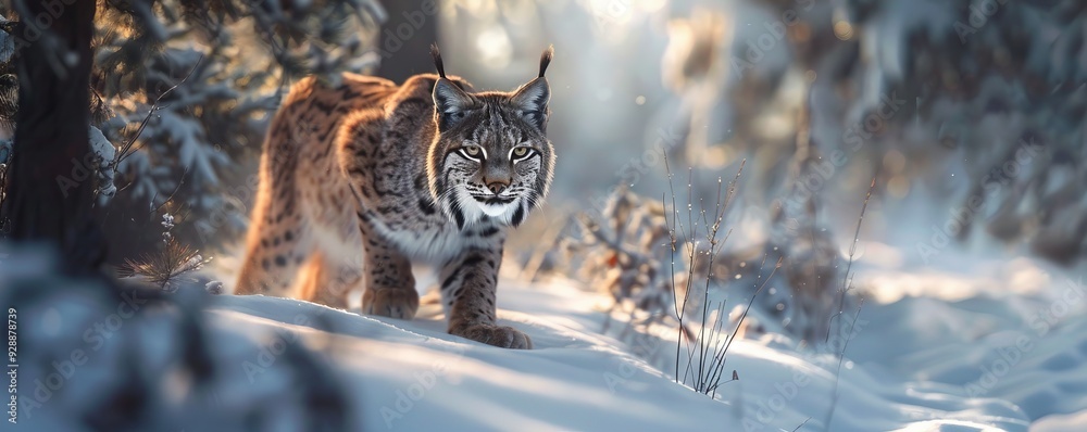 Stealthy lynx prowling through the snowy wilderness, 4K hyperrealistic photo Stealthy lynx prowling through the snowy wilderness, 4K hyperrealistic photo