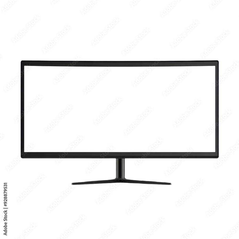 Sleek Ultra-Wide Monitor with White Screen on Contemporary Transparent Background mockup , graphics resources Sleek Ultra-Wide Monitor with White Screen on Contemporary Transparent Background mockup , graphics resources