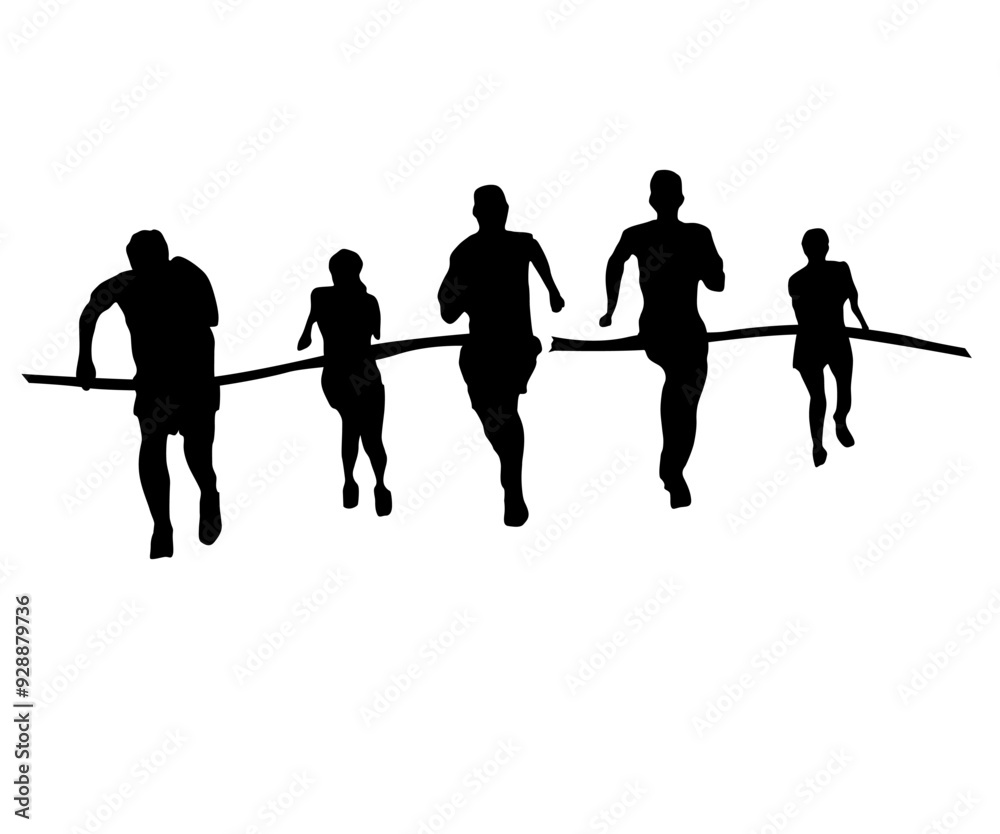 People running silhouette isolated black on white background vector illustration Winner Free Vector People running silhouette isolated black on white background vector illustration Winner Free Vector