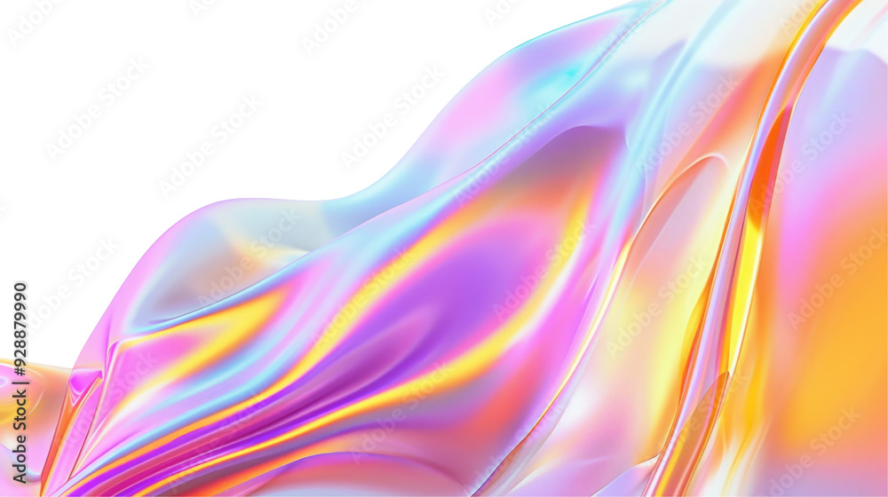 Fototapeta premium Abstract iridescent pink and orange liquid background.