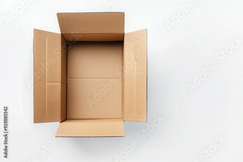 Carton Box: Open Empty Cardboard Box Isolated on White Background for Delivery