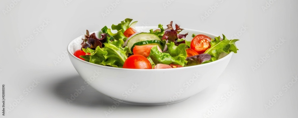 White ceramic bowl with salad on white background, 4K hyperrealistic photo White ceramic bowl with salad on white background, 4K hyperrealistic photo