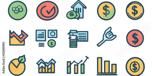 A 32-icon set of business growth icons, including upward arrows, dollar signs, and market expansion symbols