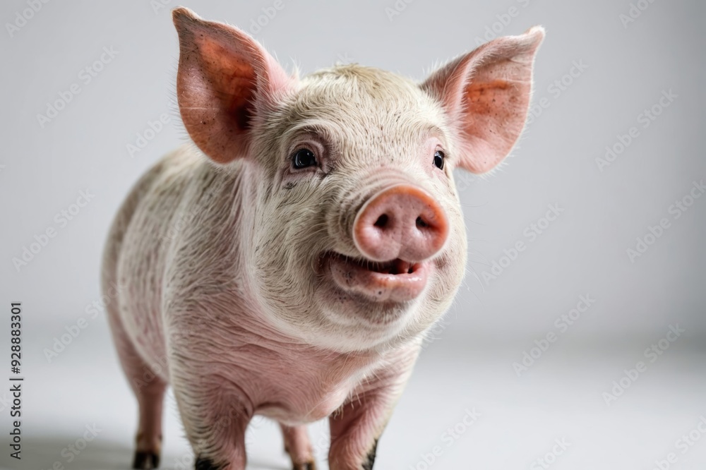 Portrait of a cute cheerful pig, isolated on white background Portrait of a cute cheerful pig, isolated on white background
