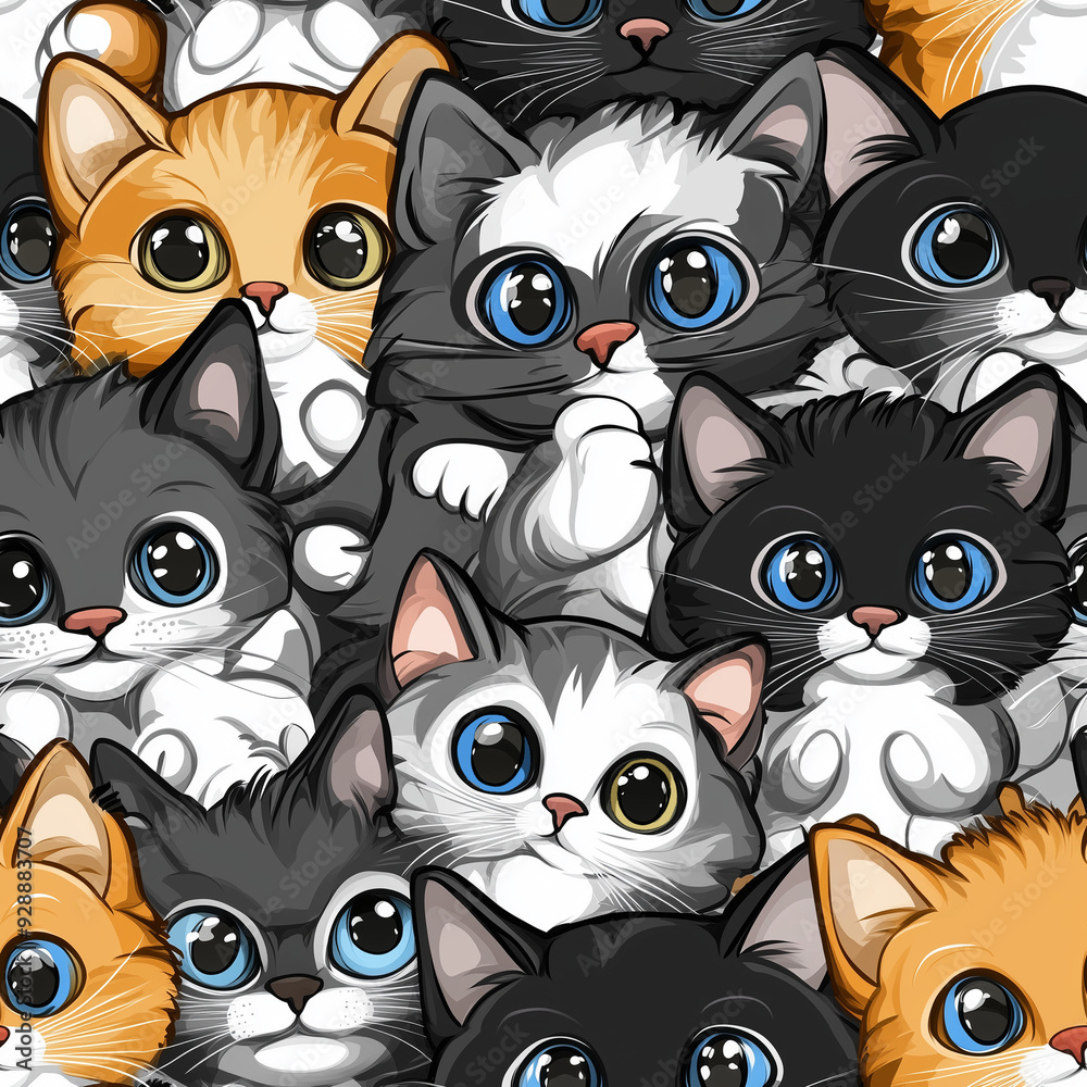 Tricolor cat seamless pattern Tricolor cat seamless pattern
