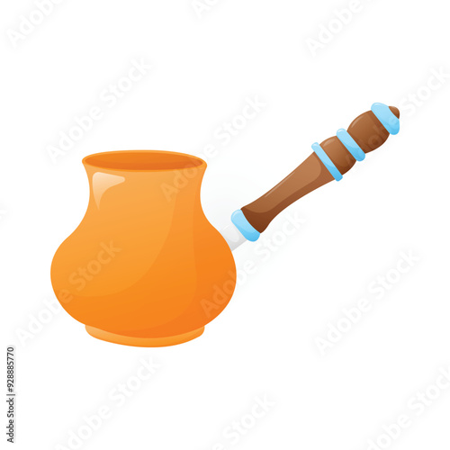 Cezve or ibrik for brewing coffee on the dark background. Coffee brewing methods, Turkish coffee concept. Vector illustration EPS 10