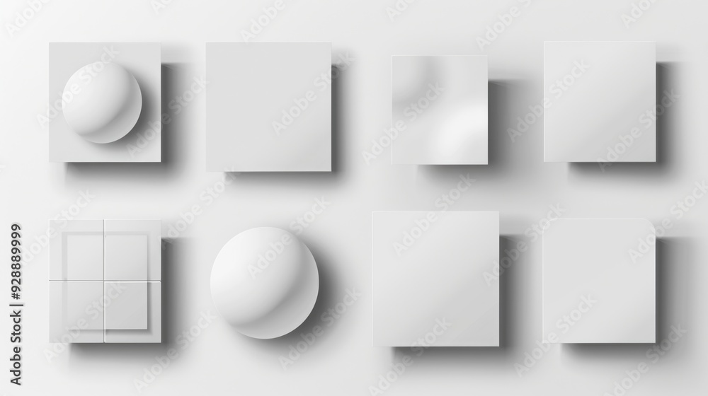 Collection of white objects arranged neatly on a white background Collection of white objects arranged neatly on a white background