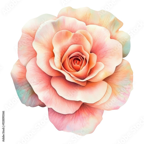 A beautiful, delicate rose in soft pastel colors, showcasing intricate petals and a gentle appearance, ideal for various designs.