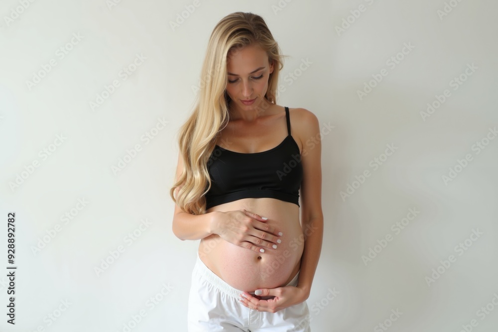 photo of pregnant woman standing pose on white background, generative AI photo of pregnant woman standing pose on white background, generative AI