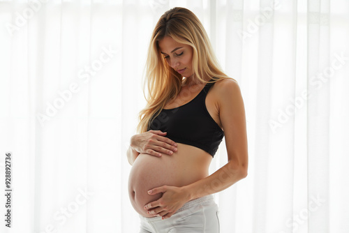 photo of pregnant woman standing pose on white background, generative AI Free Download photo of pregnant woman standing pose on white background, generative AI - GFXLoad