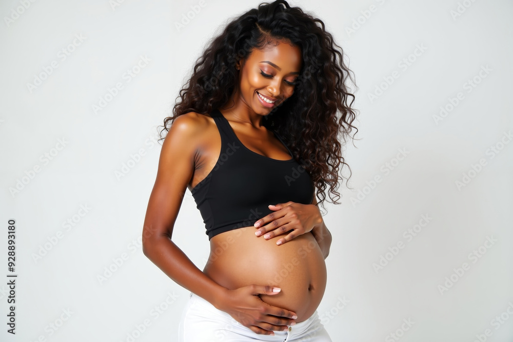 photo of pregnant woman standing pose on white background, generative AI photo of pregnant woman standing pose on white background, generative AI