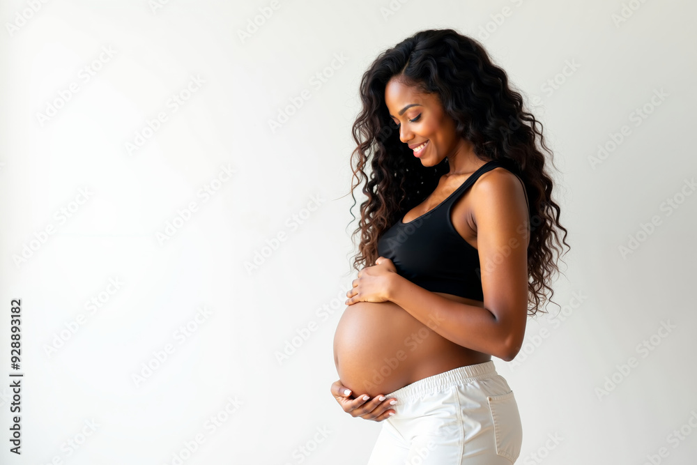 photo of pregnant woman standing pose on white background, generative AI photo of pregnant woman standing pose on white background, generative AI