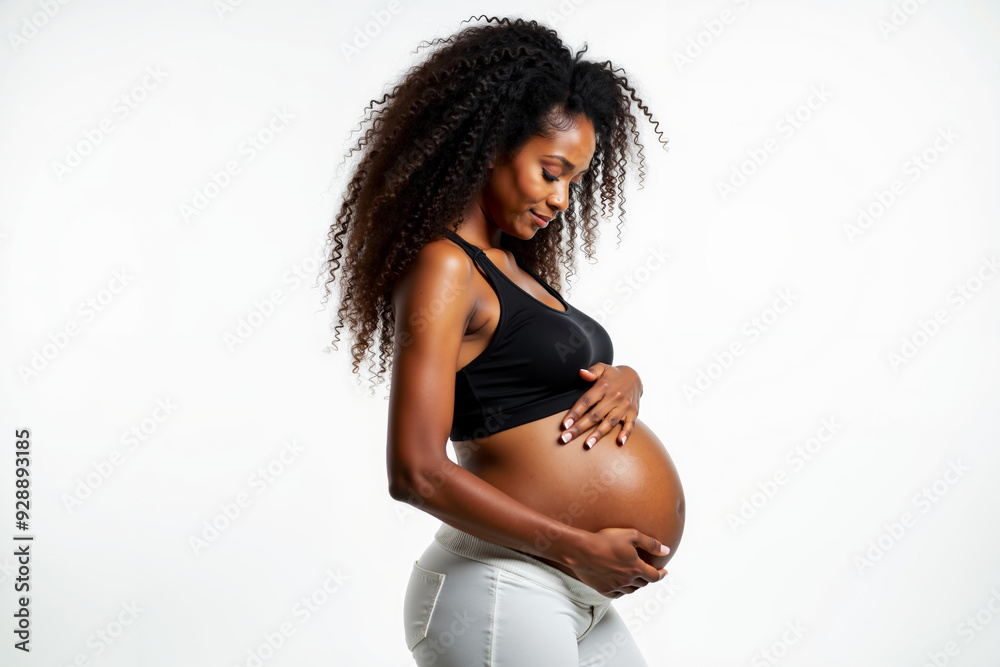 photo of pregnant woman standing pose on white background, generative AI photo of pregnant woman standing pose on white background, generative AI