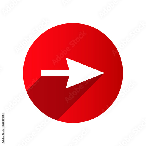 Arrow icon in flat style white color with black shadow in red circle isolated on white background Free Download Arrow icon in flat style white color with black shadow in red circle isolated on white background - GFXLoad