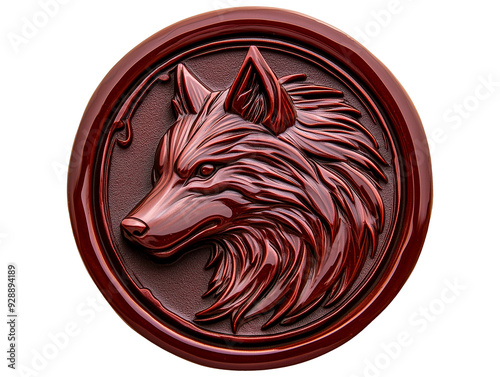 Wax seal embossed with a wolf's head