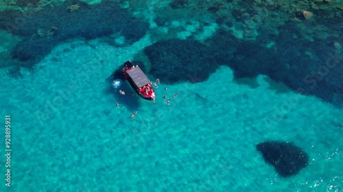 Capo Vaticano is a resort in the commune of Ricadi in southern Italy, in Tropea and Nicotera on the famous Mar Tirreno, a meridional tourist destination on the Costa degli Di. 08/24/2024, drone video 