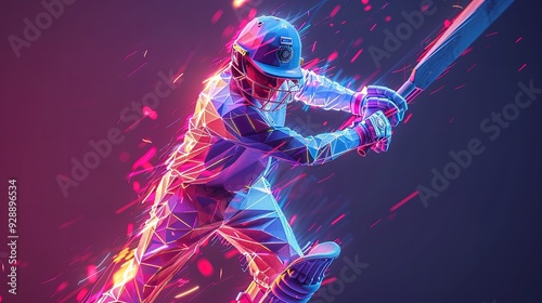 Close-up shot of a cricket player hitting the ball in a front view action shot.
