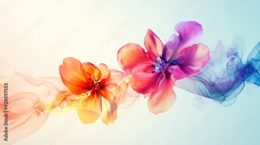 Obraz premium Abstract floral design in vivid colors, elegantly floating on a clean, minimalist background