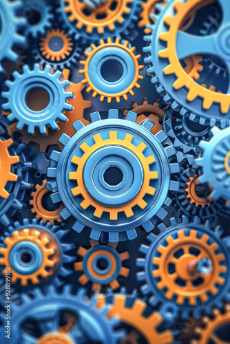 Wallpaper Mural Precision Engineered Close-up Flat Design of Integrated Gears and Bearings in Machinery Torontodigital.ca